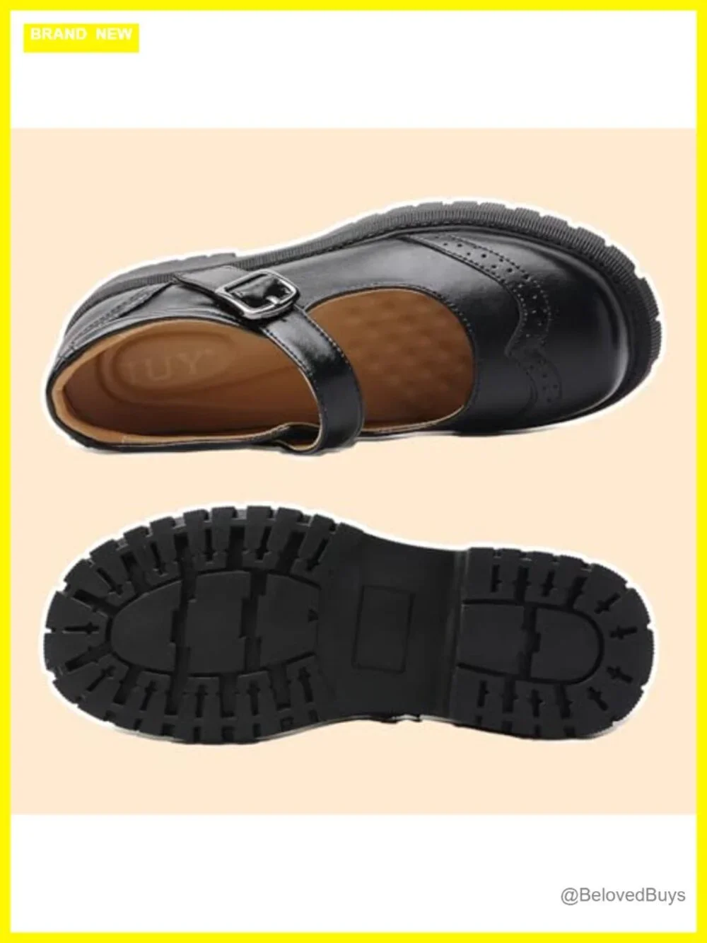 Chunky Mary Jane Platform Flats - Non Slip School Shoes with Adjustable Buckle